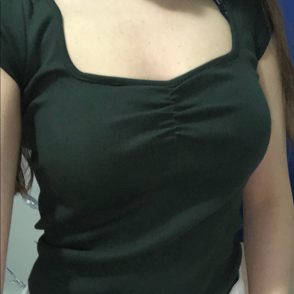 Brandy Melville emerald ruched crop top